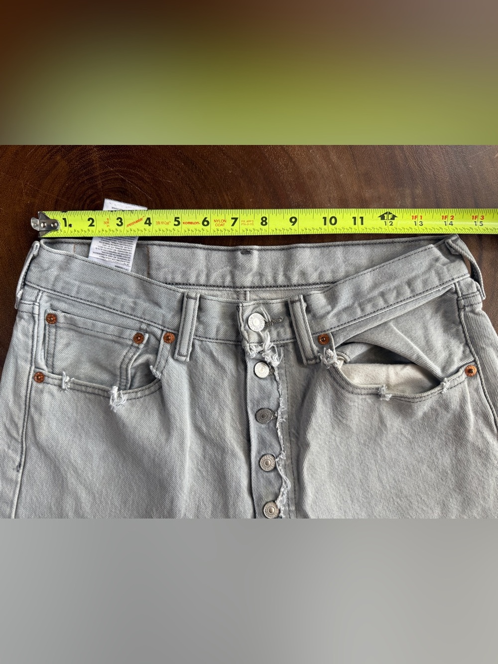 Levi's 501 Men's Gray Custom Distressed Button Fly Straight Denim Jeans - Picture 12 of 12